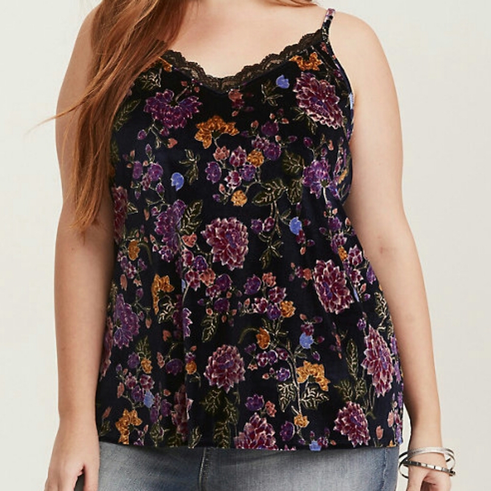 Torrid Velvet Lace Trim Cami Size 1